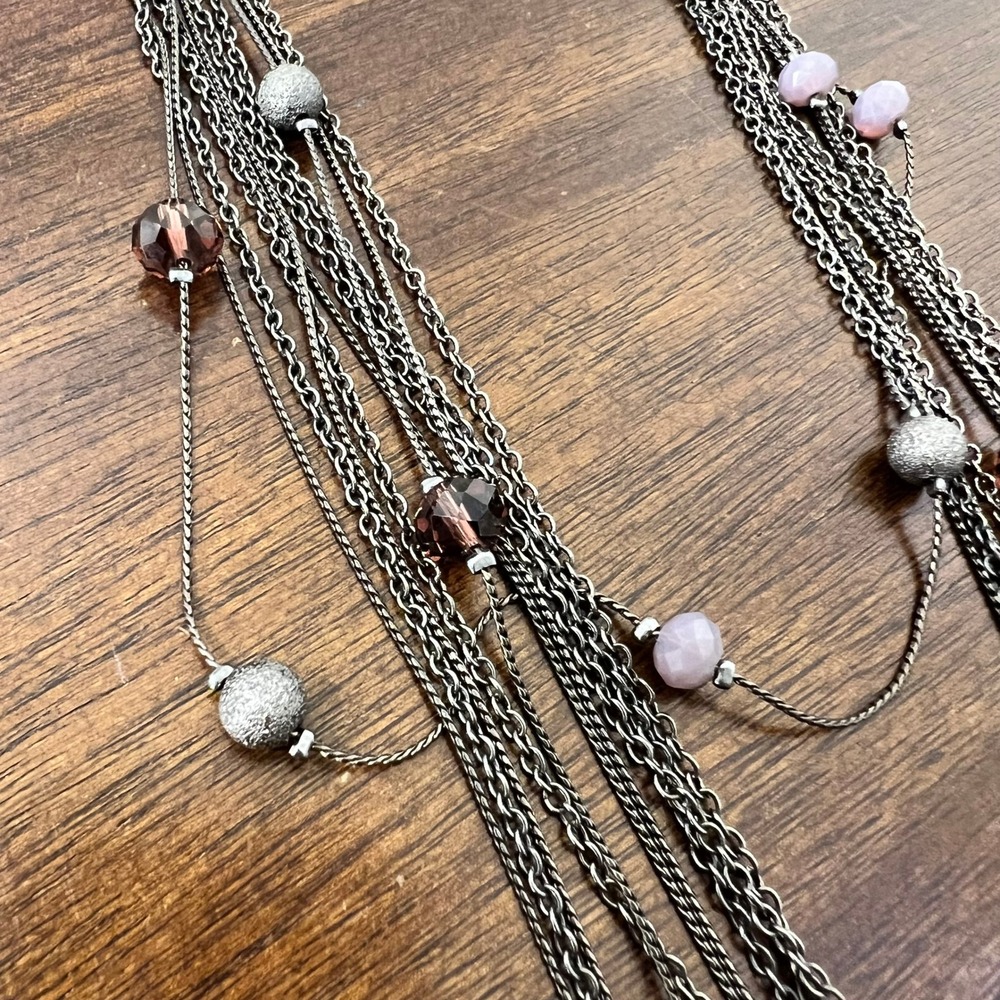 ☘️5/$25 Whimsigoth Purple Chain Layers Necklace Long Whimsical Witchy Dark Fairy